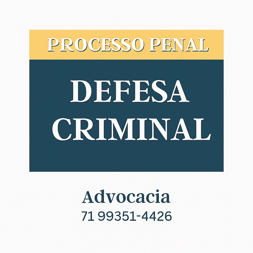 Processo Penal: Defesa Criminal. Ilustração focando no termo.